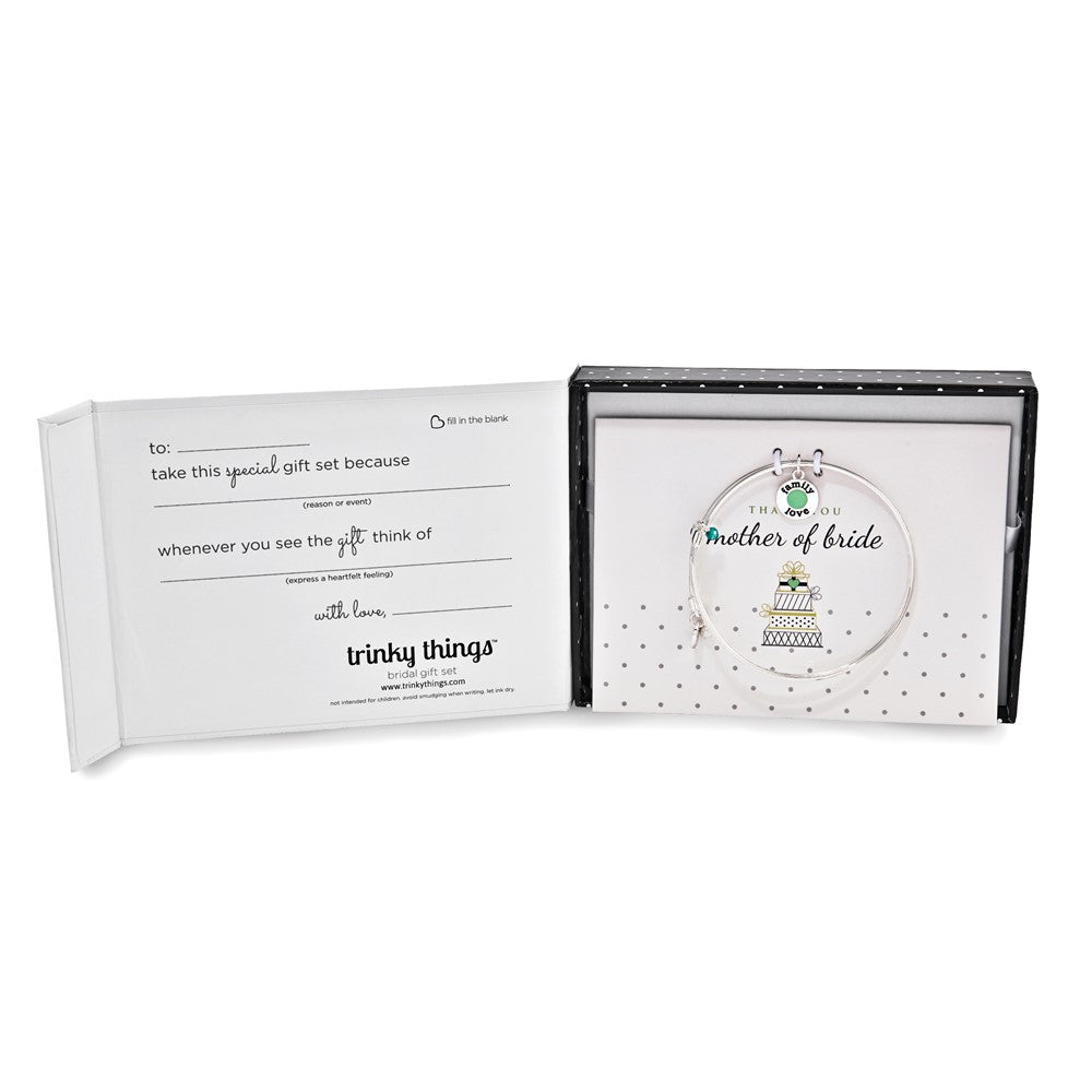Silver-tone Trinky Things Green Mother of Bride Bracelet/Card