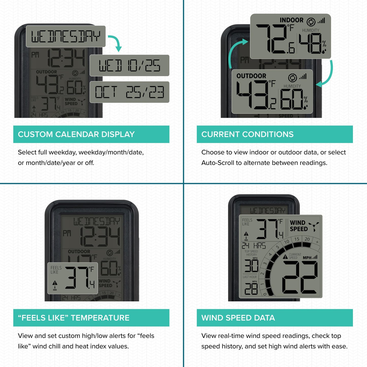 Black and White Digital Wind Speed Weather Station