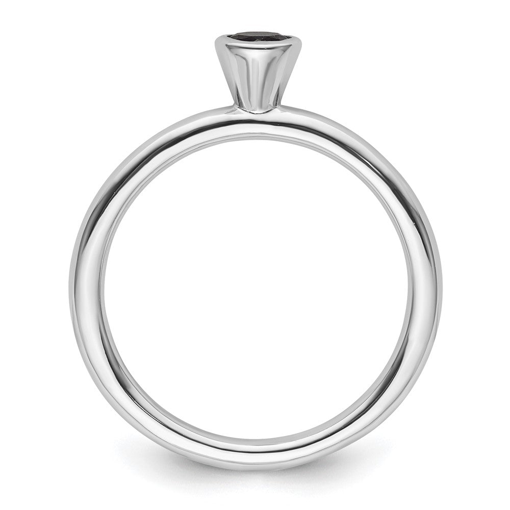 Sterling Silver Stackable Expressions High 4mm Round Cr. Sapphire Ring Size -7