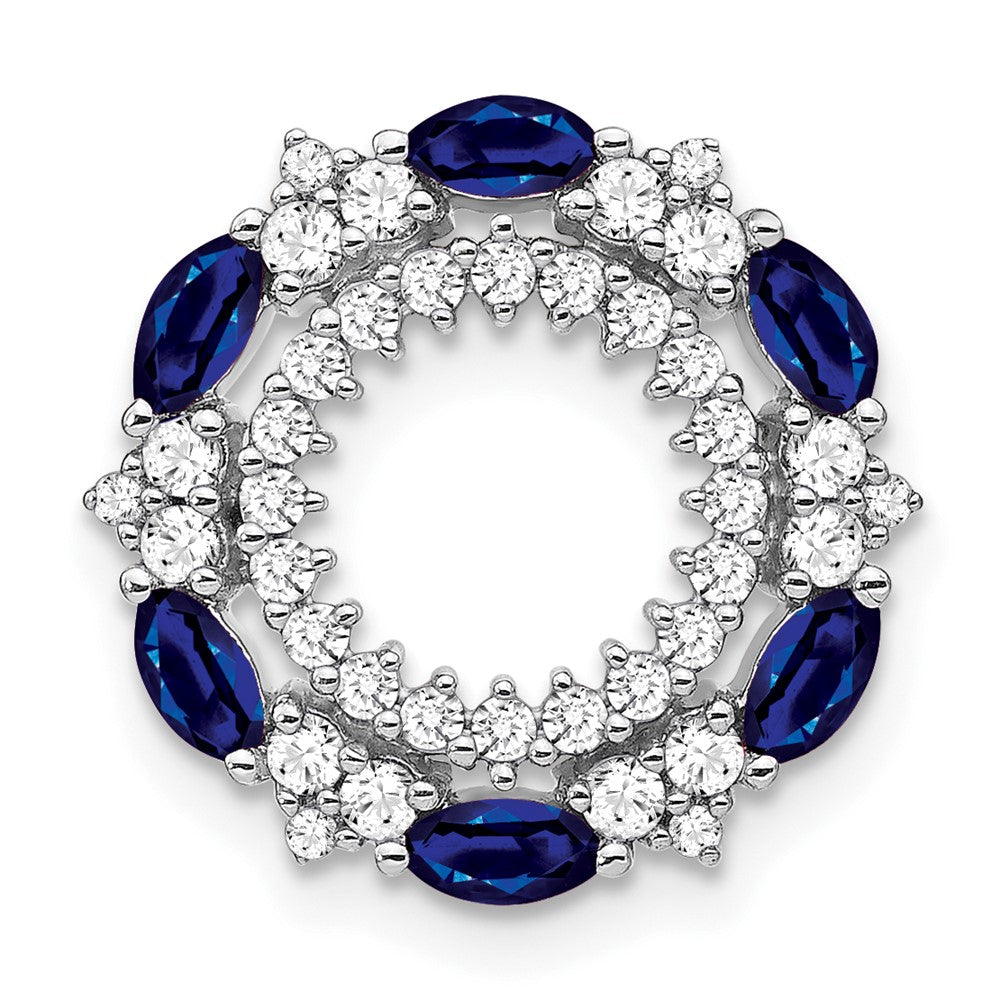 14k White Gold Marquise Sapphire and Diamond Circle Chain Slide