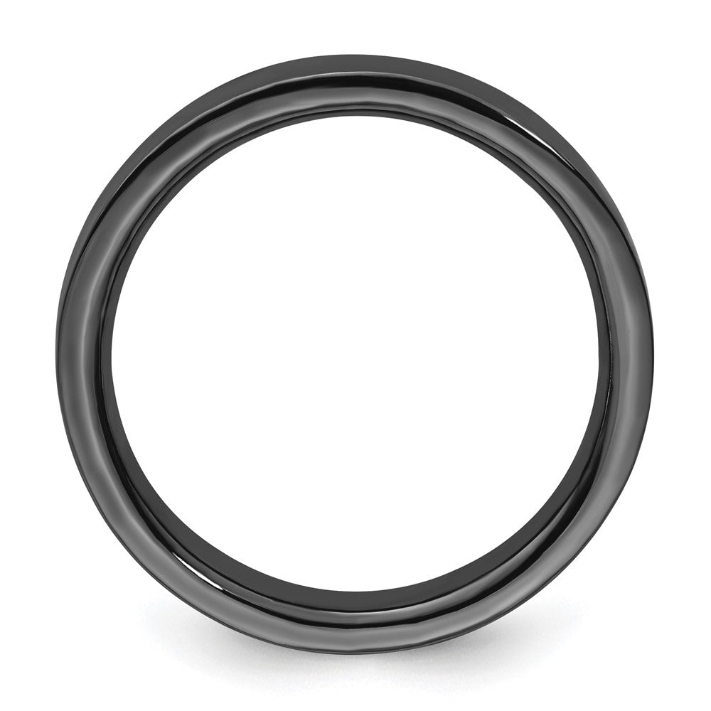 Sterling Silver Stackable Expressions Black-plated Ring Size -5