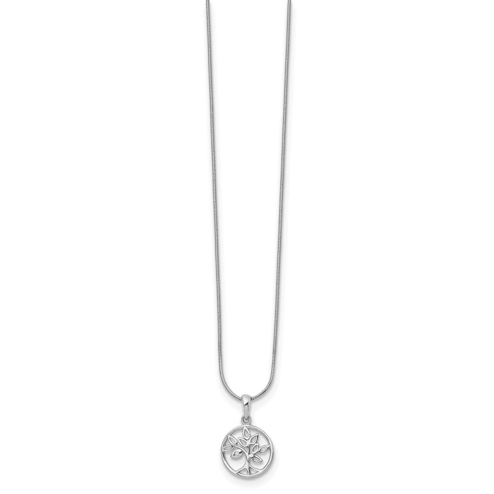 White Ice Sterling Silver Rhodium-plated 18 Inch Diamond Tree Necklace with 2 Inch Extender 18 Inches