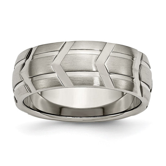 Titanium Brushed and Polished 8mm Band Size - 11.5