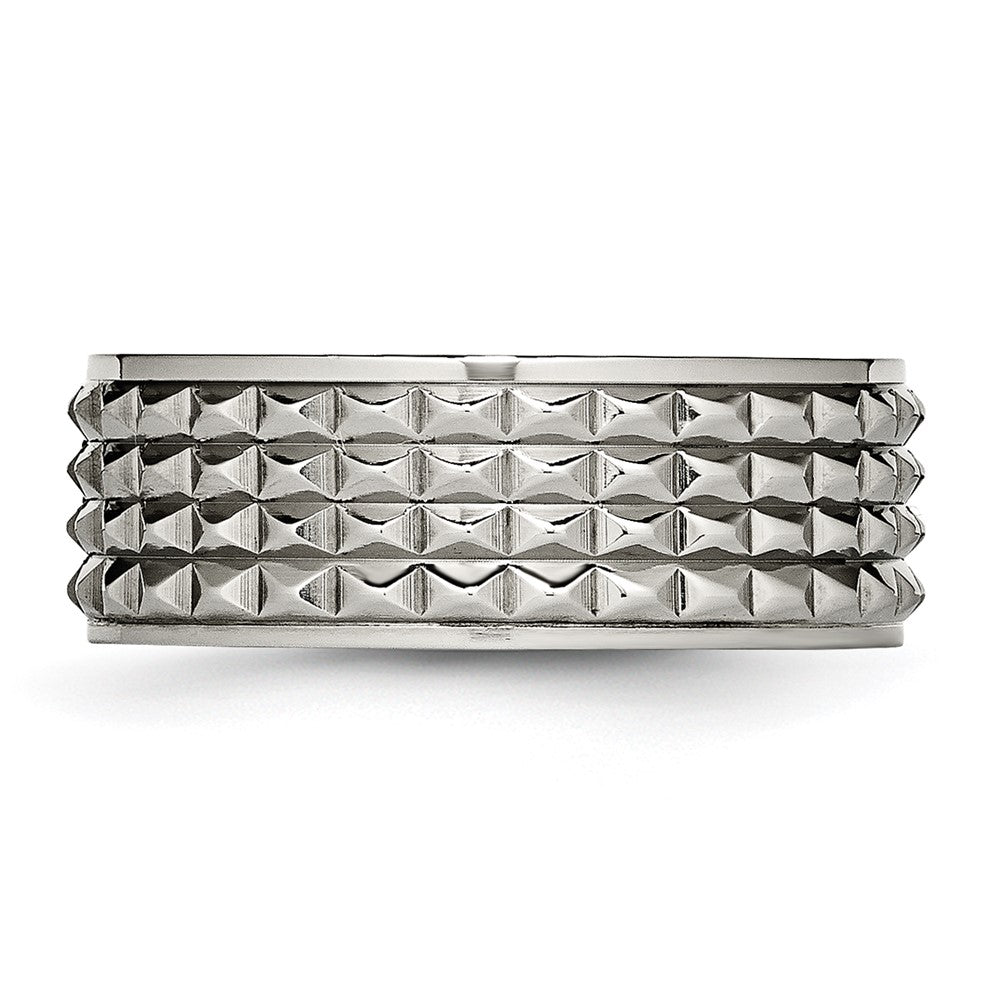 Titanium Polished 8mm Studded Band Size - 12