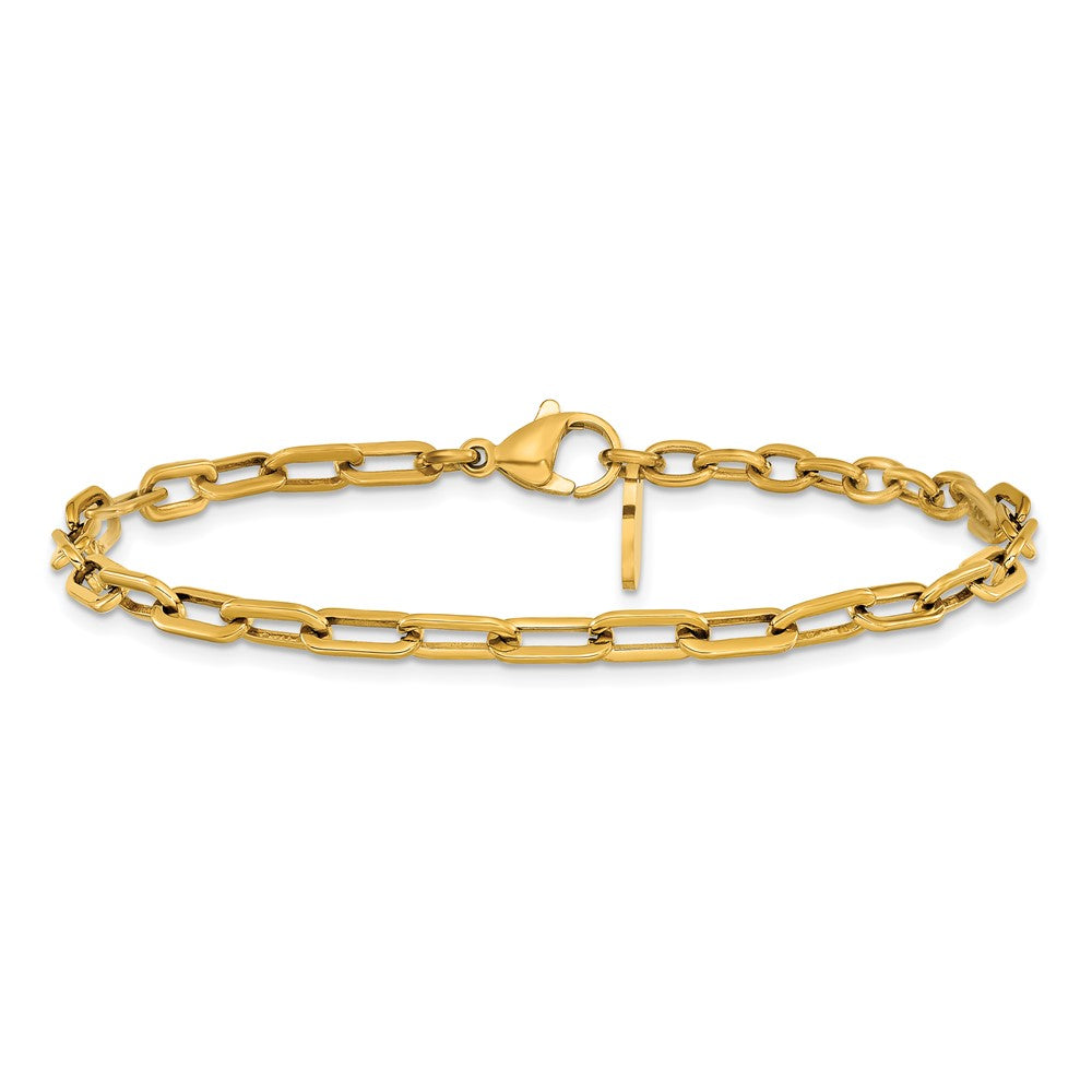 Chisel Stainless Steel Polished Yellow IP-plated 6.5 inch Plus a 1.5 inch Extension Paperclip Chain Link Bracelet 6.5 inches