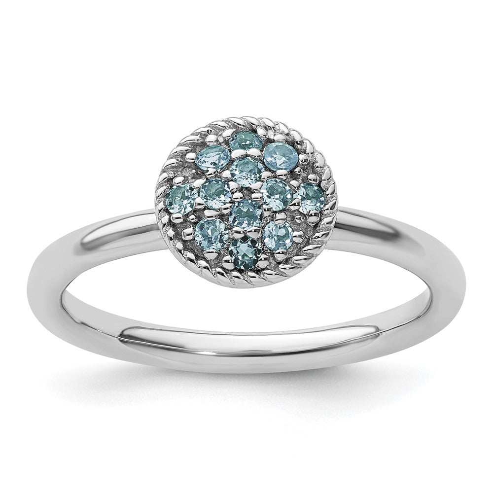 Sterling Silver Stackable Expressions Blue Topaz Rhodium Ring Size -10