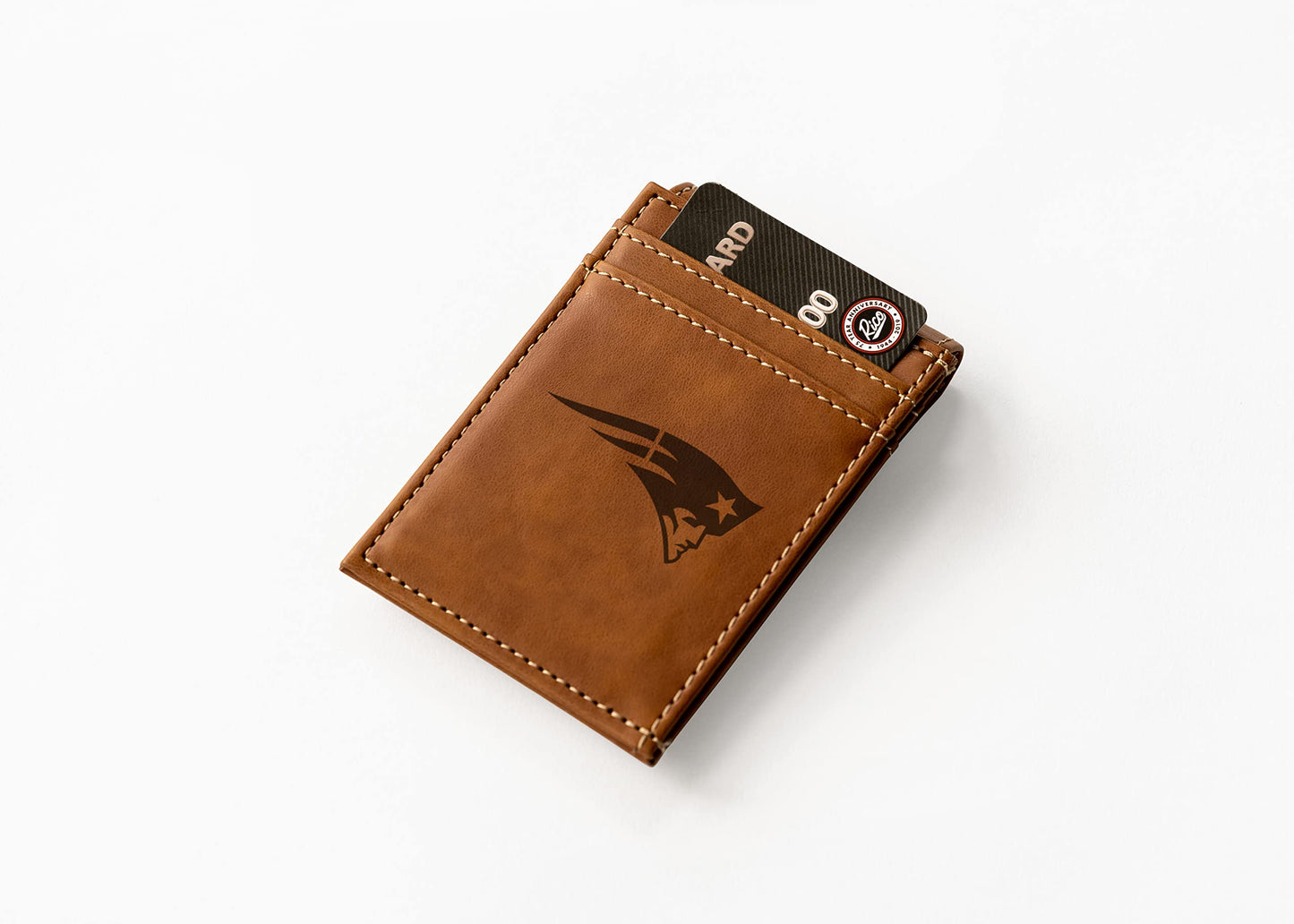 Patriots Laser Engraved Brown Front Pocket Wallet