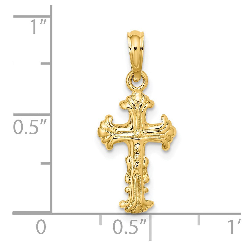 14K Polished and Textured Cross Charm