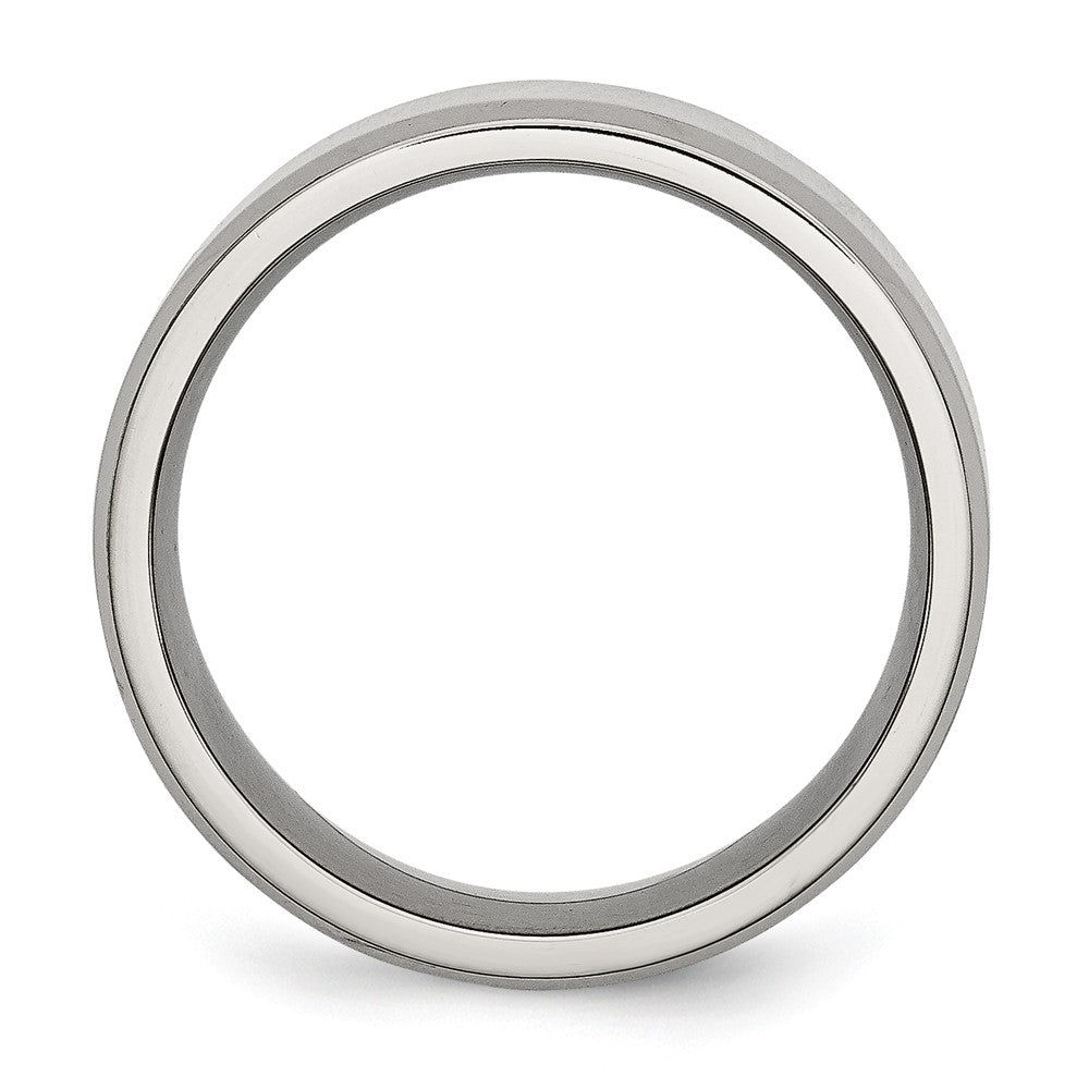 Titanium Polished 8mm Beveled Edge Band Size - 14.5