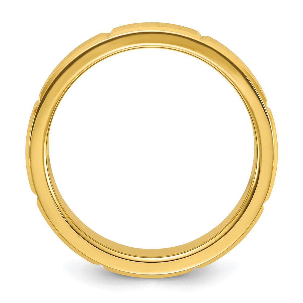 Chisel Stainless Steel Brushed and Polished Yellow IP-plated Grooved 6mm Band Size - 12.5