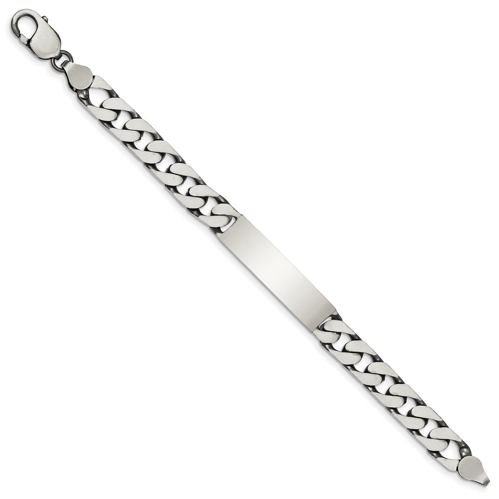 Sterling Silver 7.5inch Engraveable Antiqued Curb Link ID Bracelet 7.5 inches