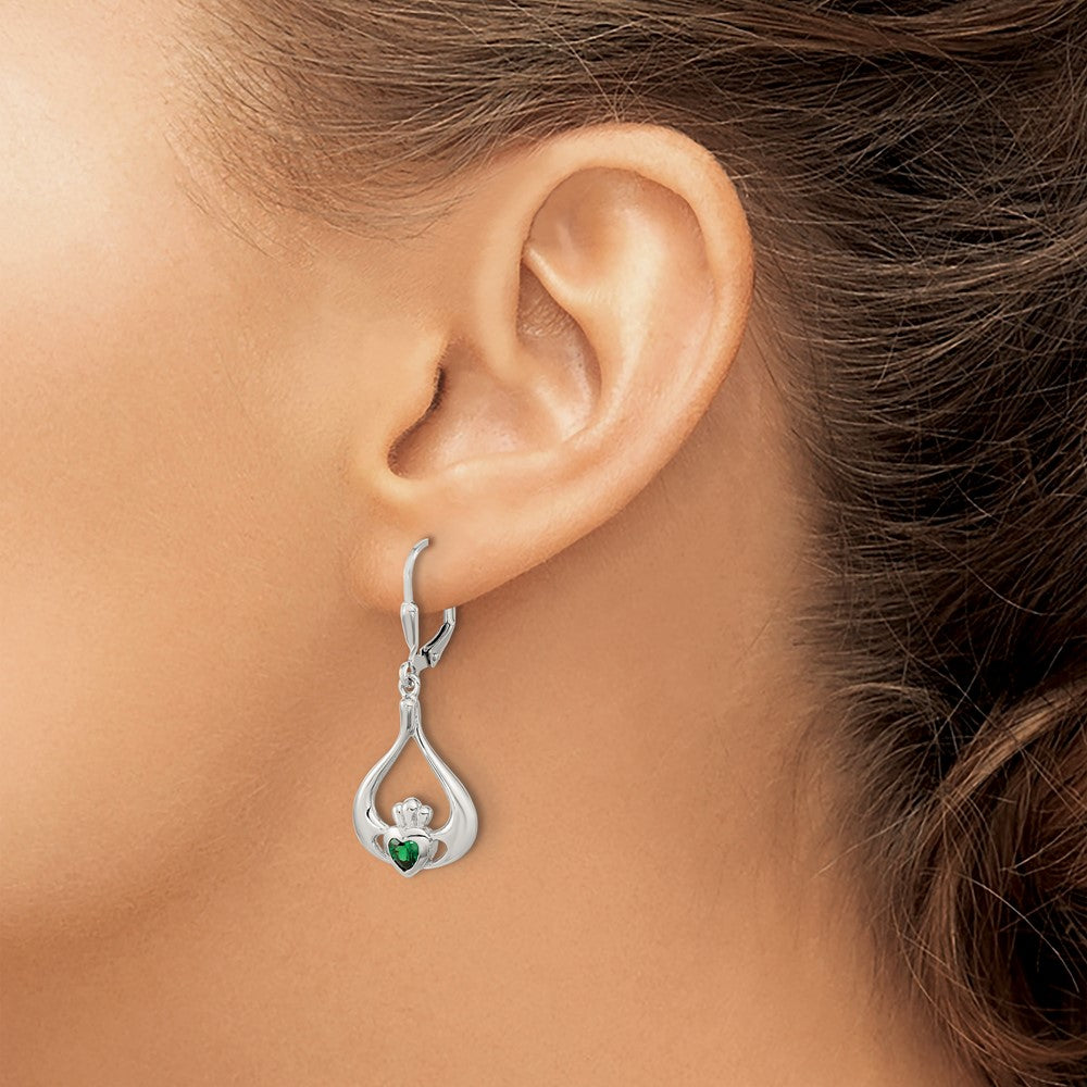 Sterling Silver Rhodium-plated Diamond and Blue Topaz Earrings