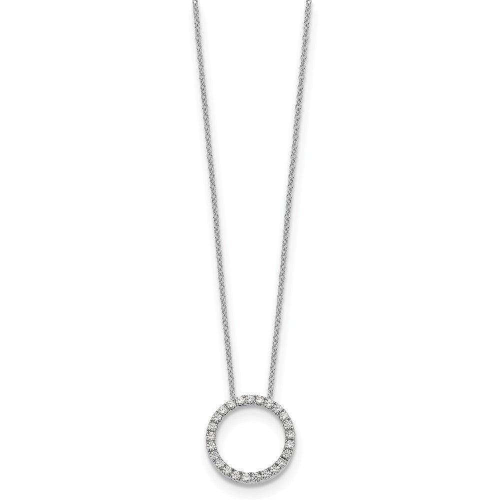 14k White Gold Diamond Circle 18 inch Necklace