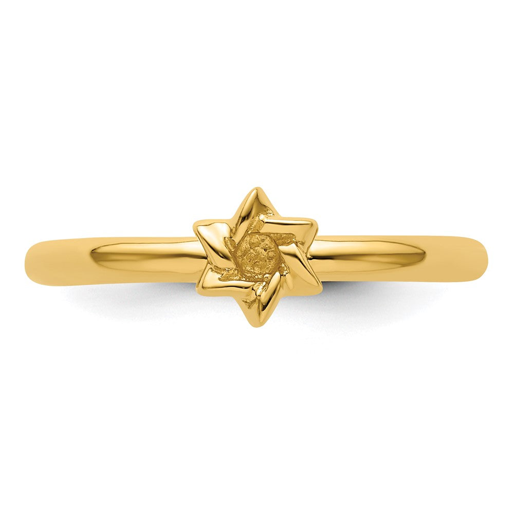 Sterling Silver Stackable Expressions Yellow-plated Star of David Ring Size -7