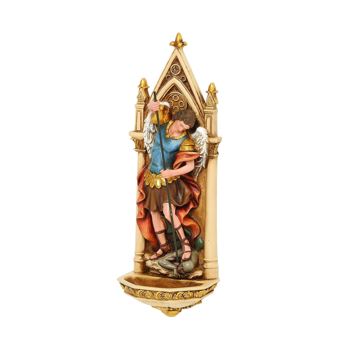 Roman 601307 Joseph Studio St. Michael Water Fountain, 7-inch Height, Multicolor, Resin