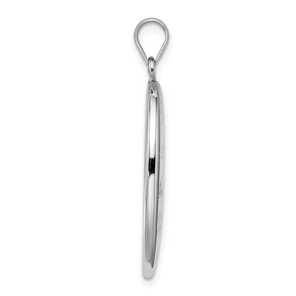 Sterling Silver Rhod-plated Polished Life is Inspiration Oval Open Locket