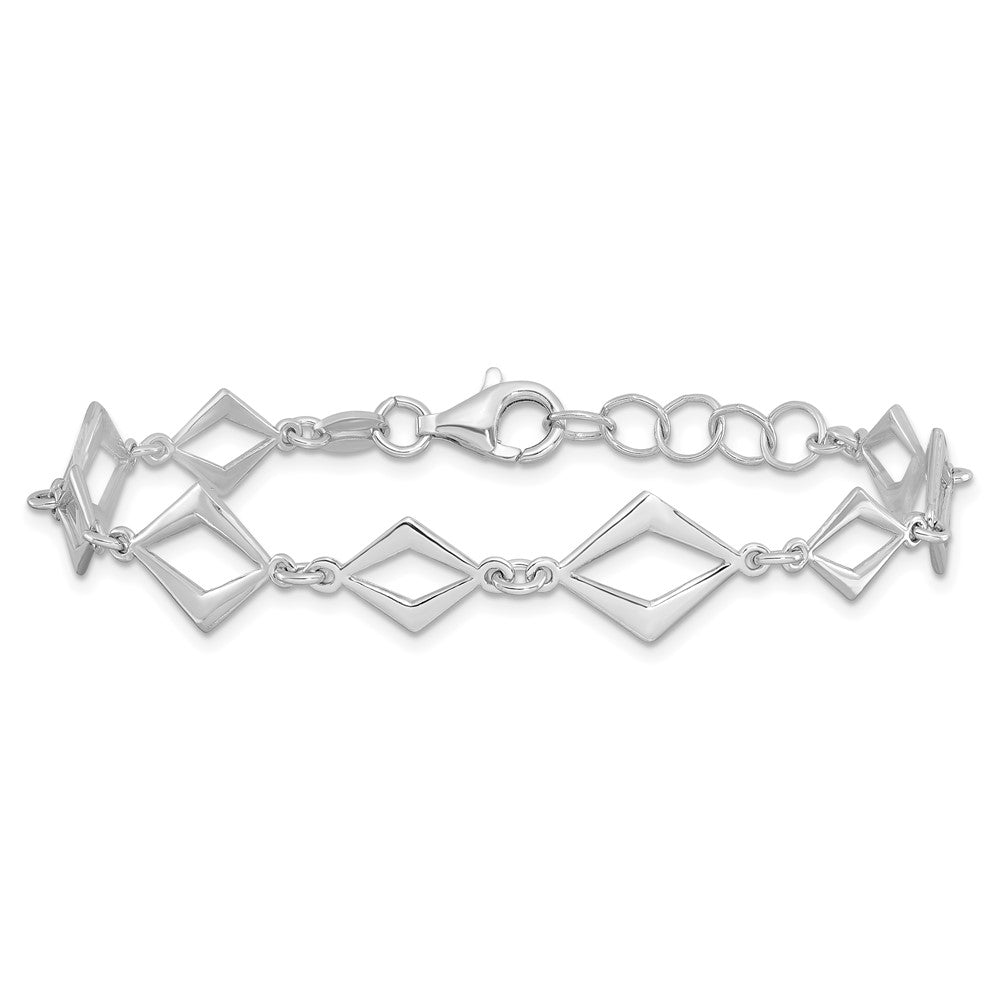 Sterling Silver Rhodium-plated Polished w/ .75in ext Bracelet 6.5  inches