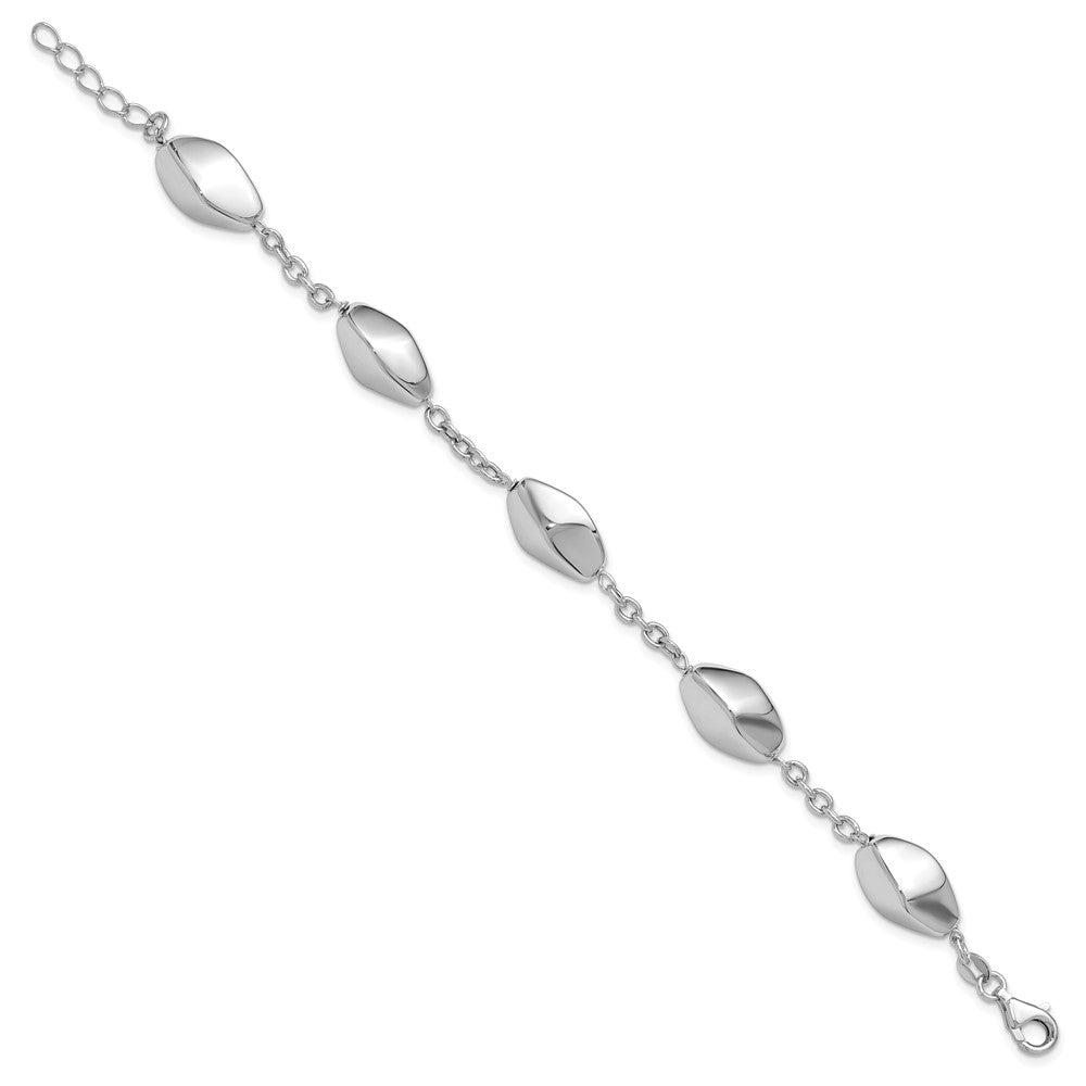 Sterling Silver Rhodium-plated Polished with .75in ext. Bracelet 7.75  inches