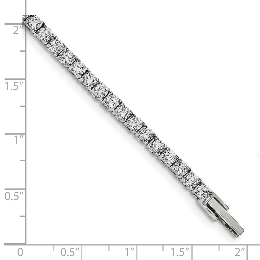 Stainless Steel Polished with CZ 7.5in Tennis Bracelet 7.25 inches