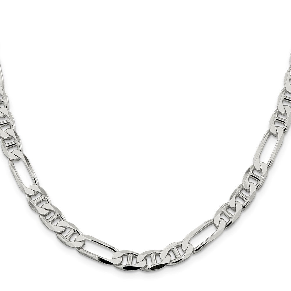 Sterling Silver 7.5mm Figaro Anchor Chain 24 Inches