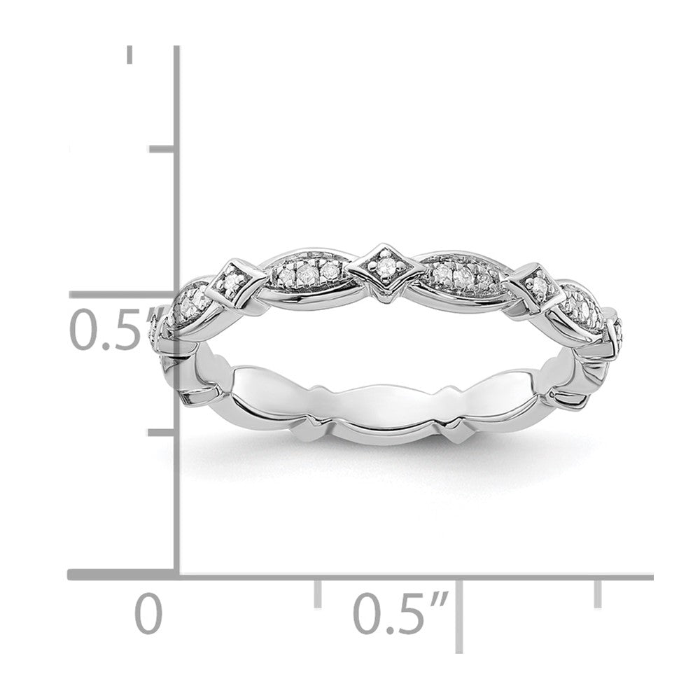 Sterling Silver Rhodium Plated Diamond Stackable Ring