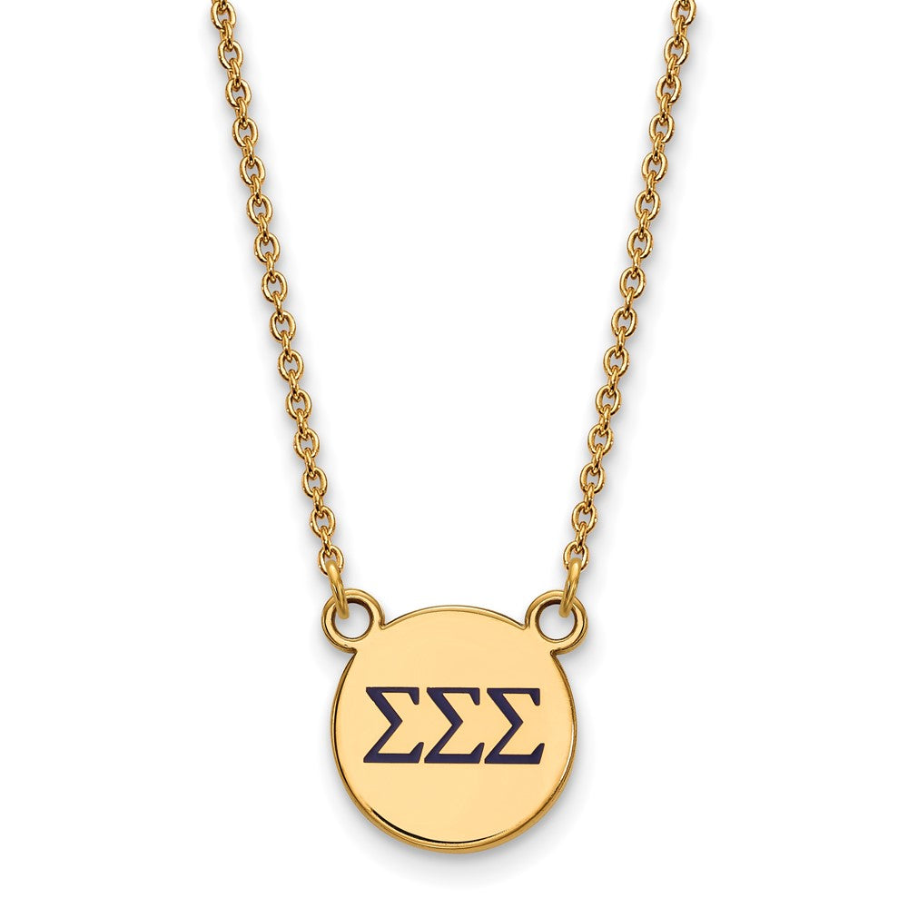 Sterling Silver Gold-plated LogoArt Sigma Sigma Sigma Sorority Greek Letters Small Color Enamel Pendant 18 inch Necklace