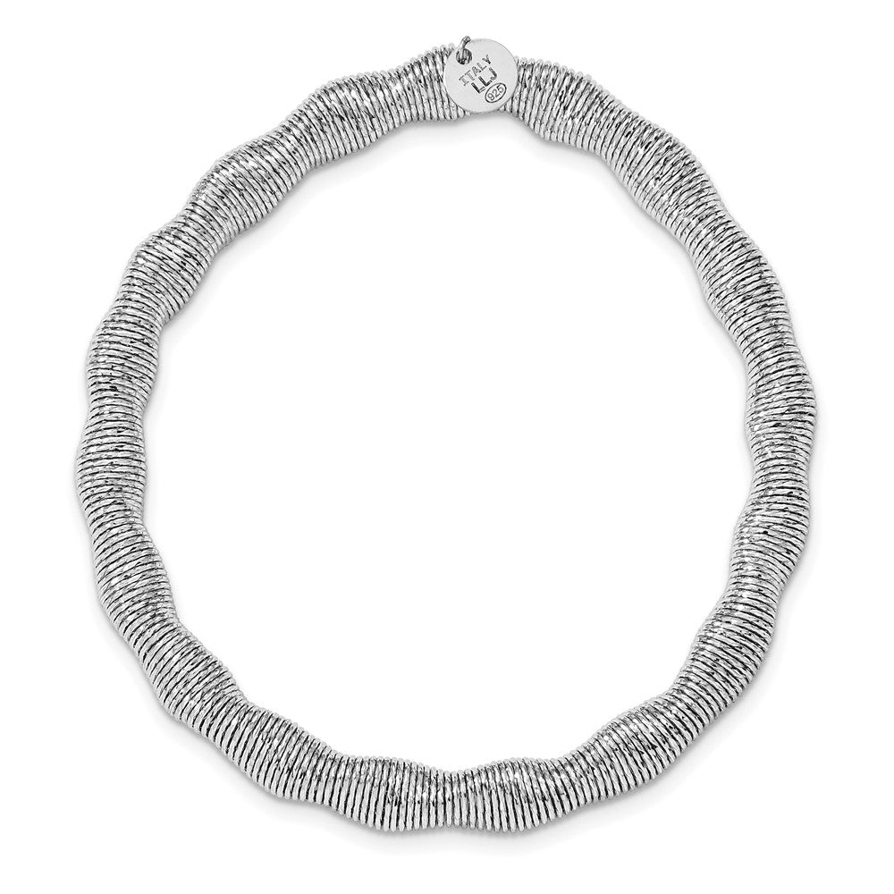 Sterling Silver Rhodium-plated Stretch Bangle