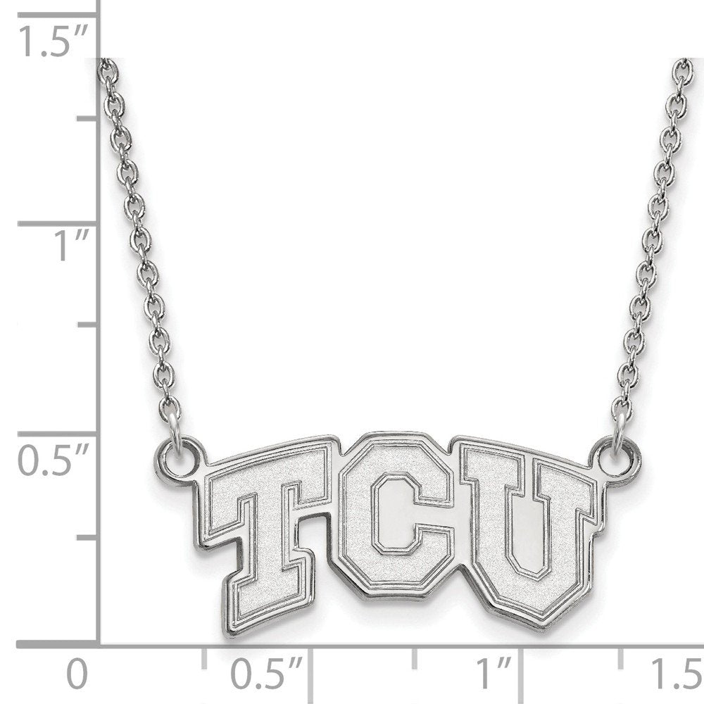 LogoArt Sterling Silver Texas Christian University Small Pendant Necklace