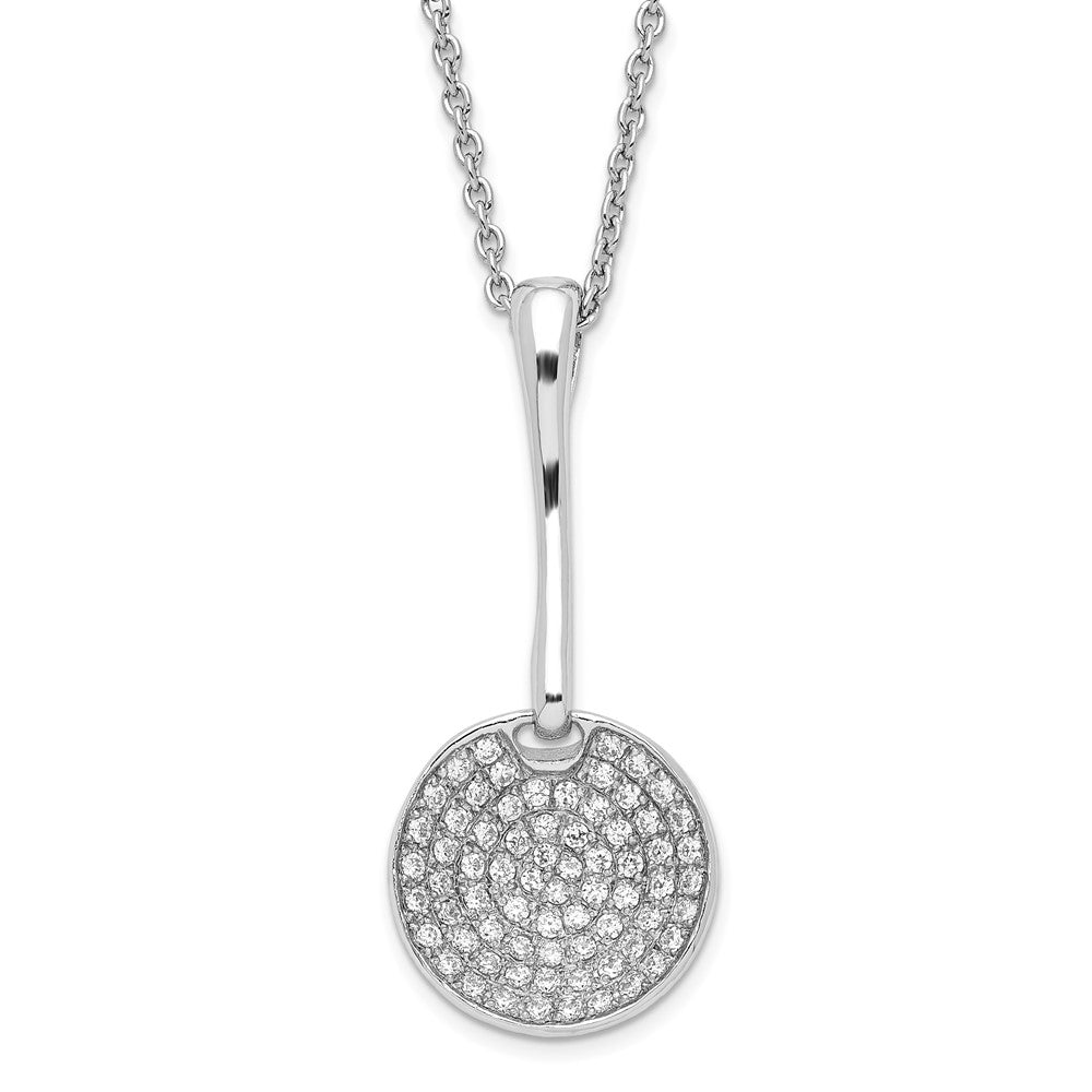 Brilliant Embers Sterling Silver Polished CZ Circle w/ 2in ext Necklace