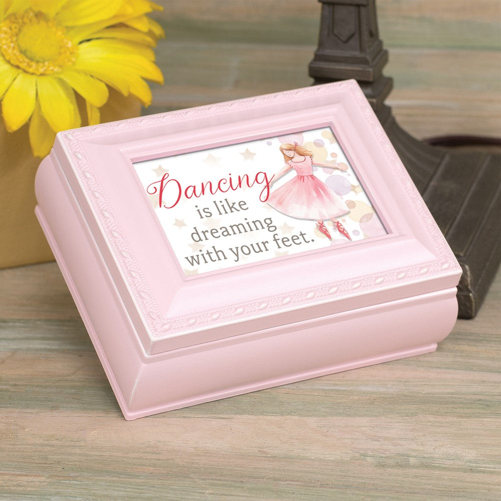 Dancing Mini Pink Square Velvet Lining Keepsake Box