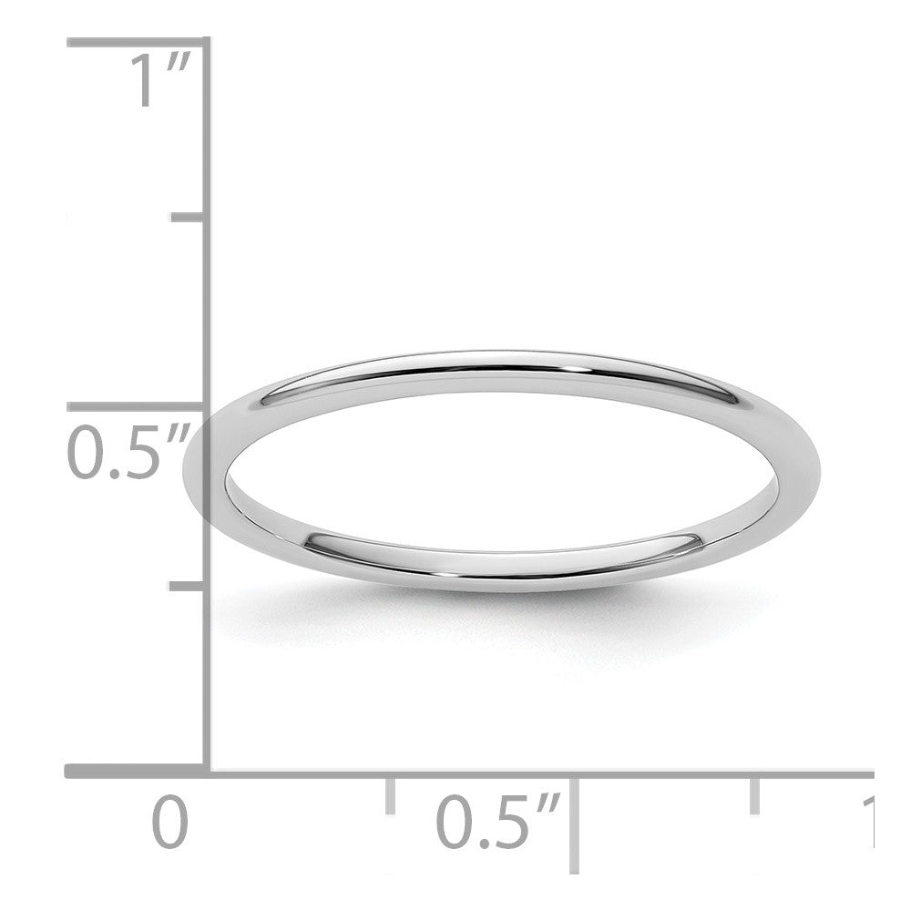 10K White Gold 1.2mm Half Round Polished Stackable Band Size 7