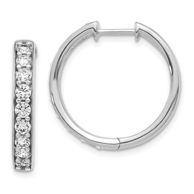 14k White Gold 1.25 carat Diamond Hinged Hoop Earrings
