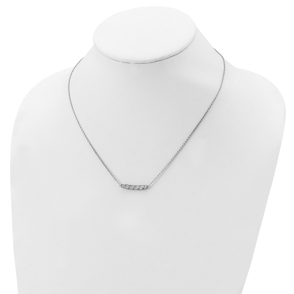 Sterling Shimmer Sterling Silver Rhodium-plated 16 inch 6 Stone CZ Bar Necklace with 2 inch extender 16 Inches