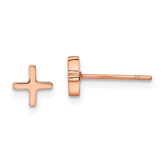 Stainless Steel Polished Rose IP-plated X Post Earrings