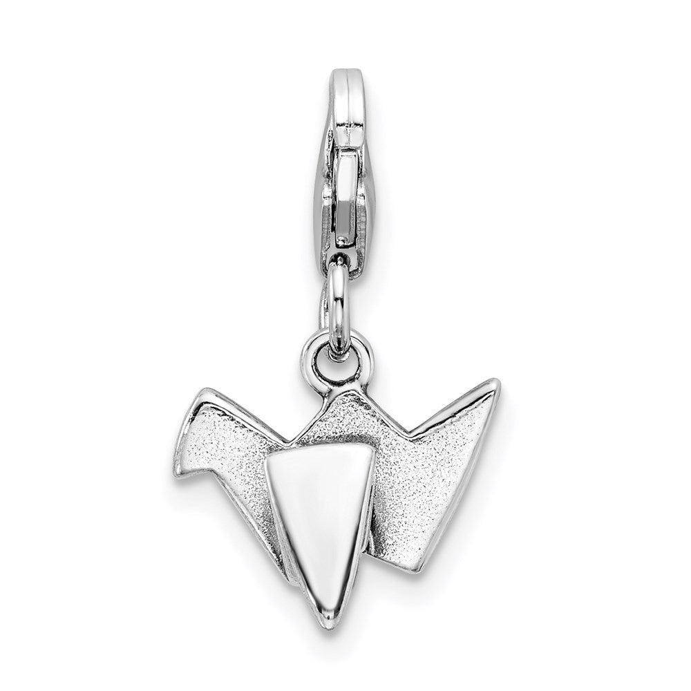 Sterling Silver Rhodium-plated Origami w/Lobster Clasp Charm