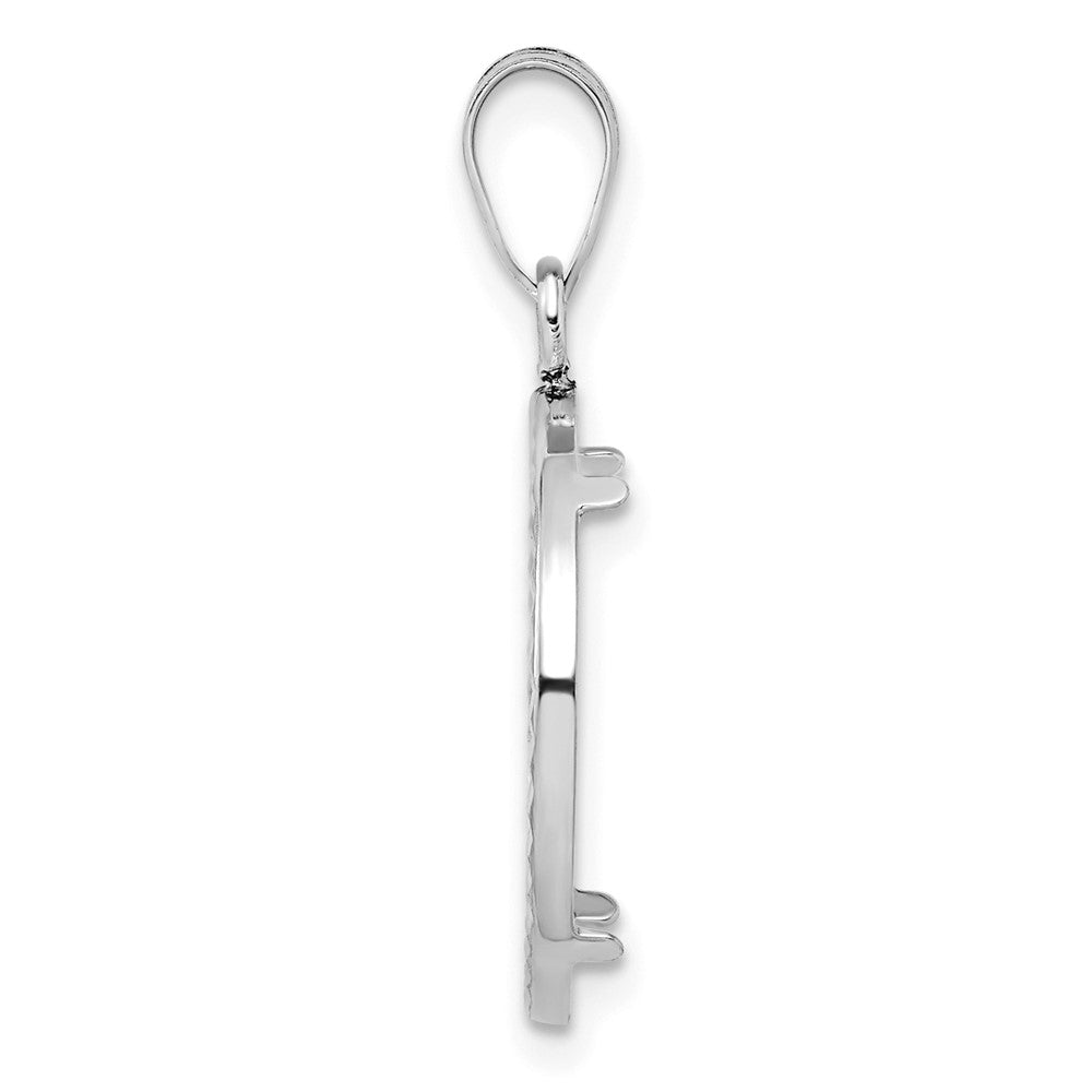 Wideband Distinguished Coin Jewelry 14k White Gold Polished and Diamond-cut 18.0mm Prong Coin Bezel Pendant