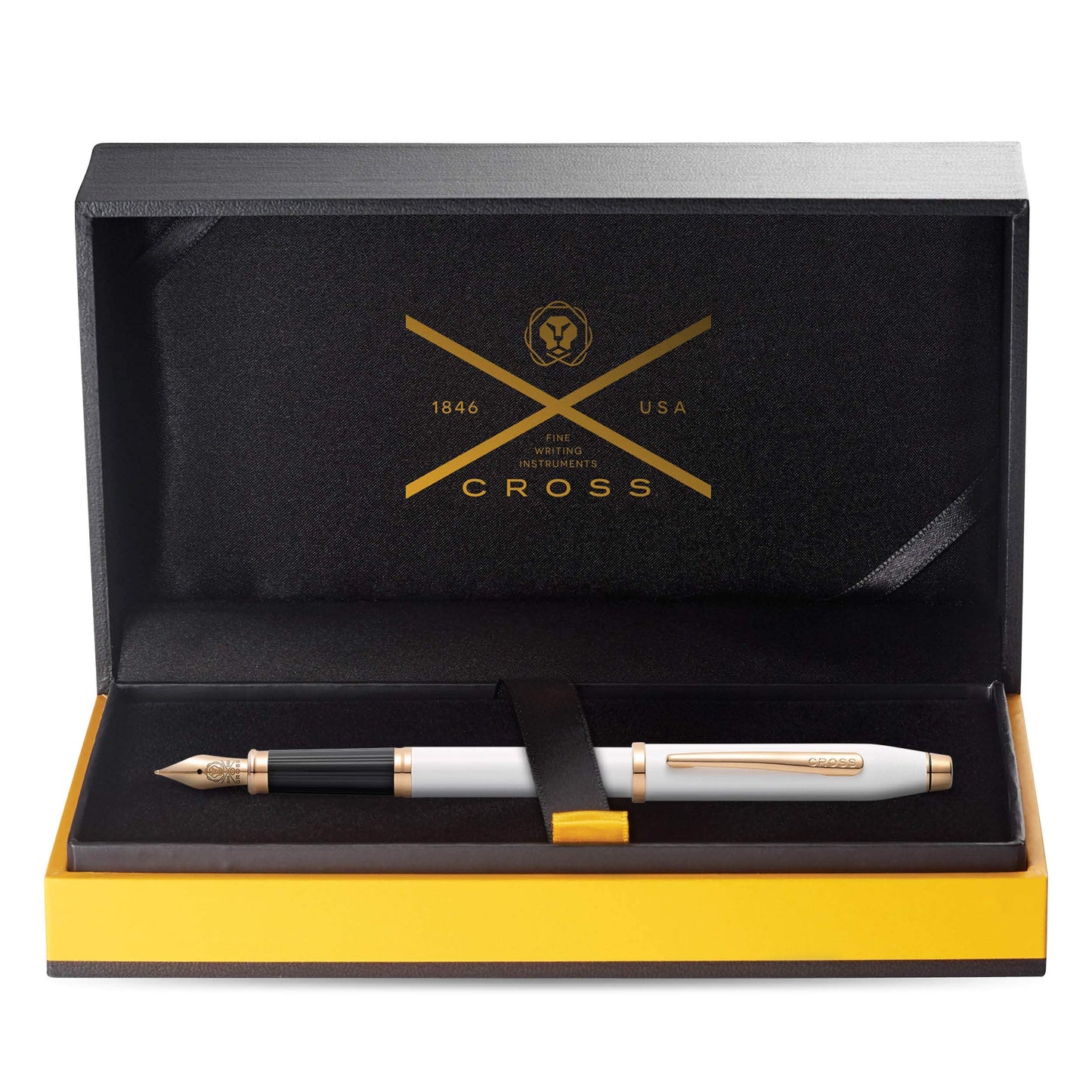 Cross Century II Refillable Fountain Pen, Medium Nib, Includes Luxury Gift Box - Pearlescent White Lacquer