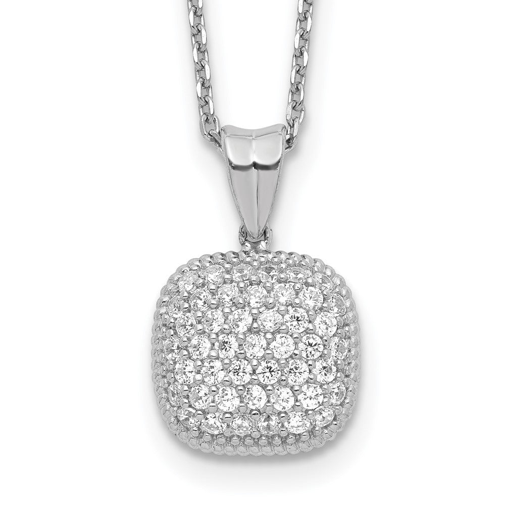 Sterling Shimmer Sterling Silver Rhodium-plated 16 inch 49 Stone Square CZ Necklace with 2 inch extender 16 Inches