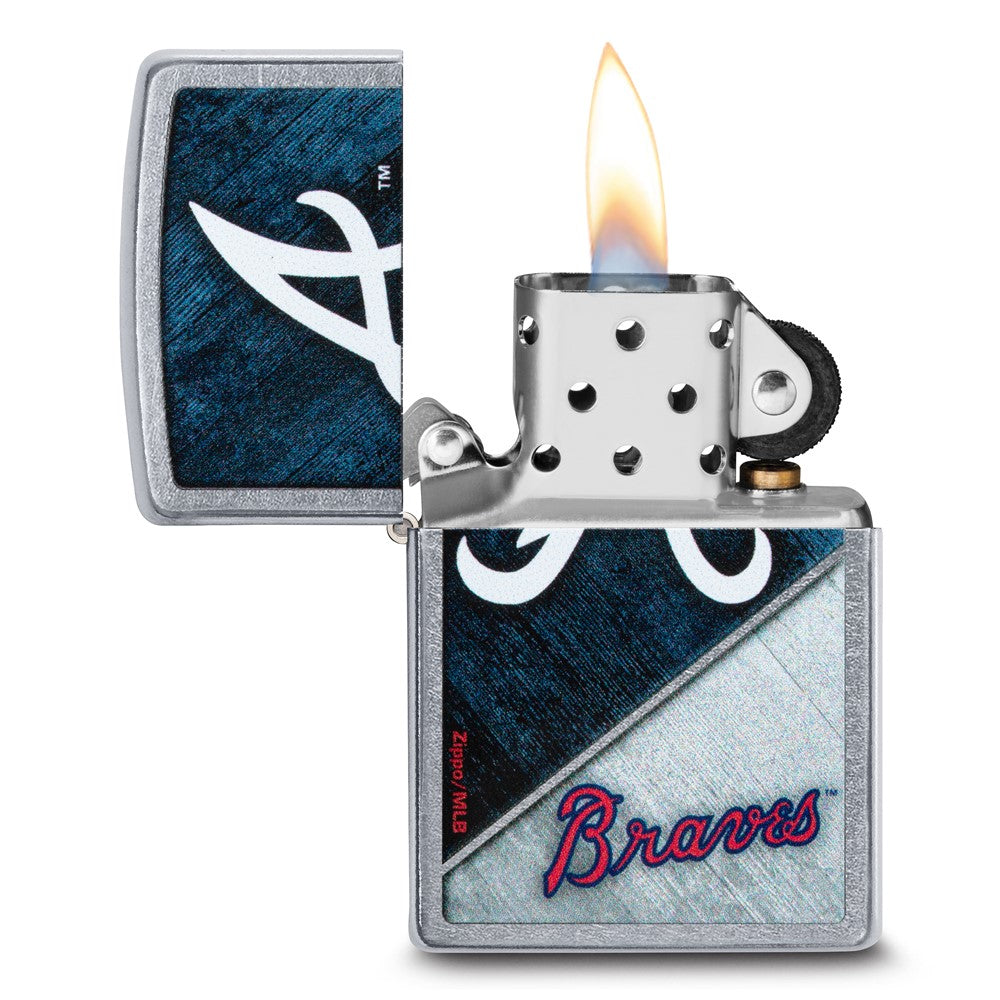 Zippo Street Chrome Atlanta Braves Color Image MLB Lighter