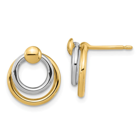 10K Two-tone Polished Post Dangle Earrings