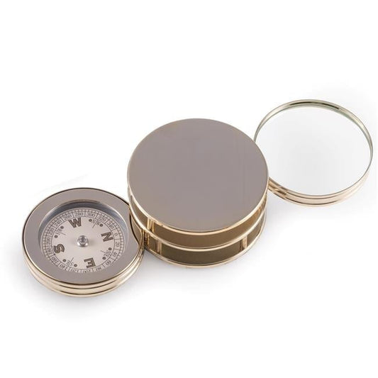 Bey-Berk International D621 Gold Plated Paperweight & Fold Out Magnifier with Compass