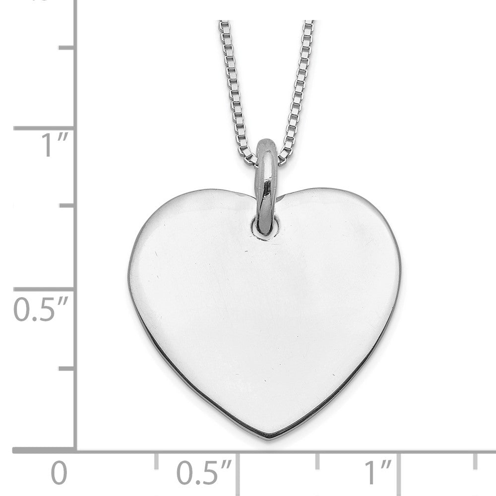 Sterling Silver Engraveable Heart on Box Chain 18 inch Necklace 18 Inches