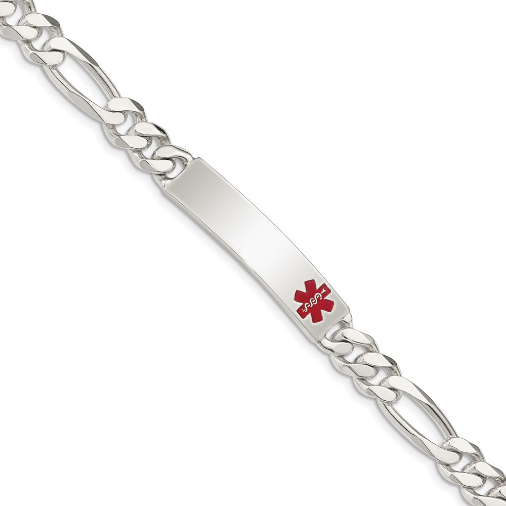 Sterling Silver Polished Medical Figaro Anchor Link ID Bracelet 7.5 inches