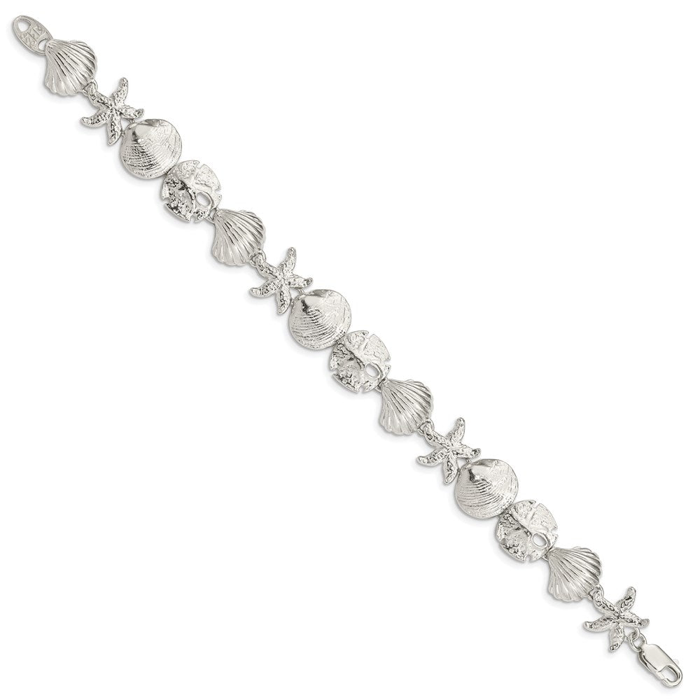 Sterling Silver Seashells Bracelet 8 inches