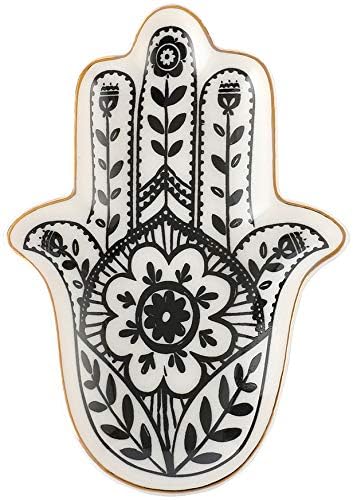 Hamsa Ceramic Trinket Plate and Decorative Jewelry Dish