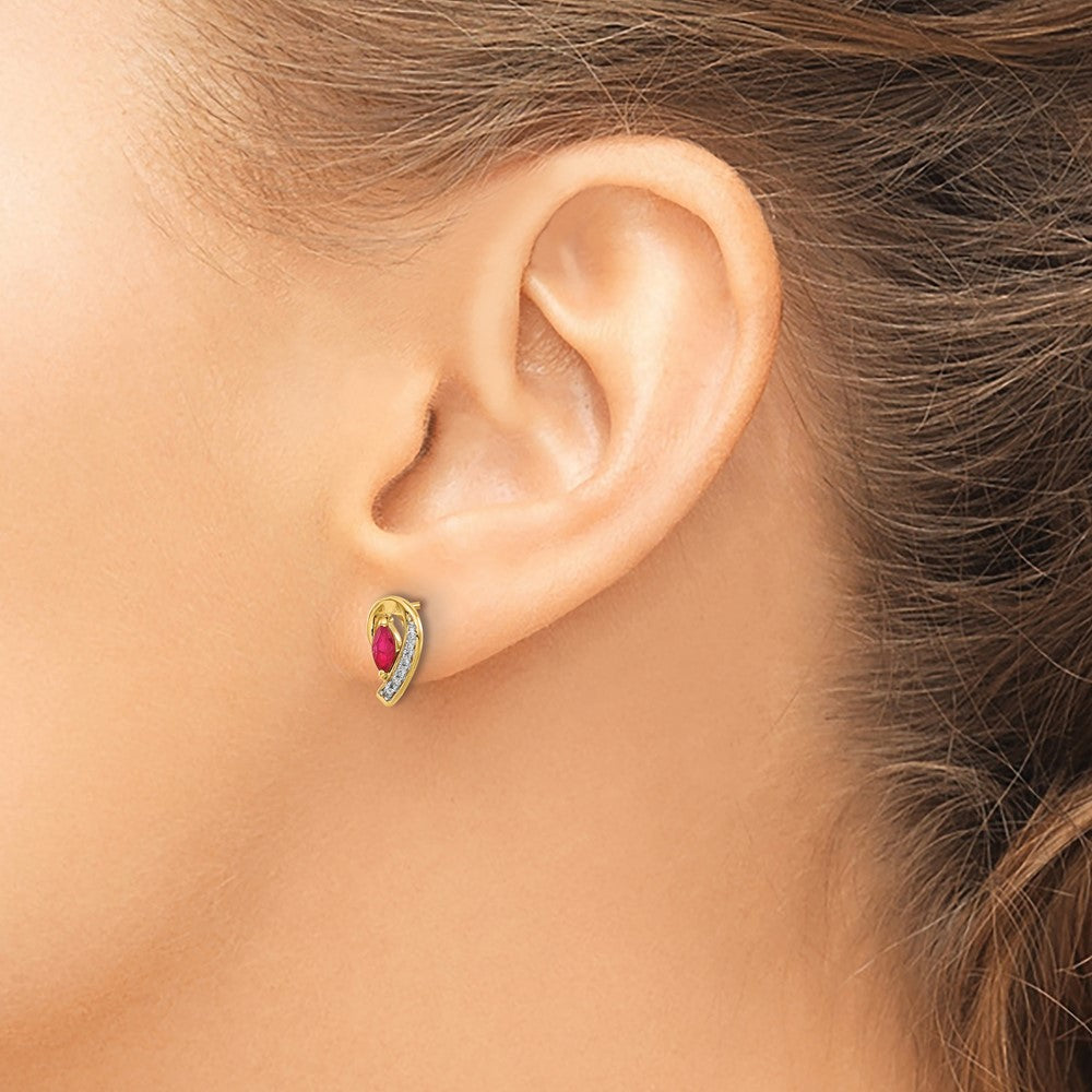 14k Diamond and Ruby Earrings