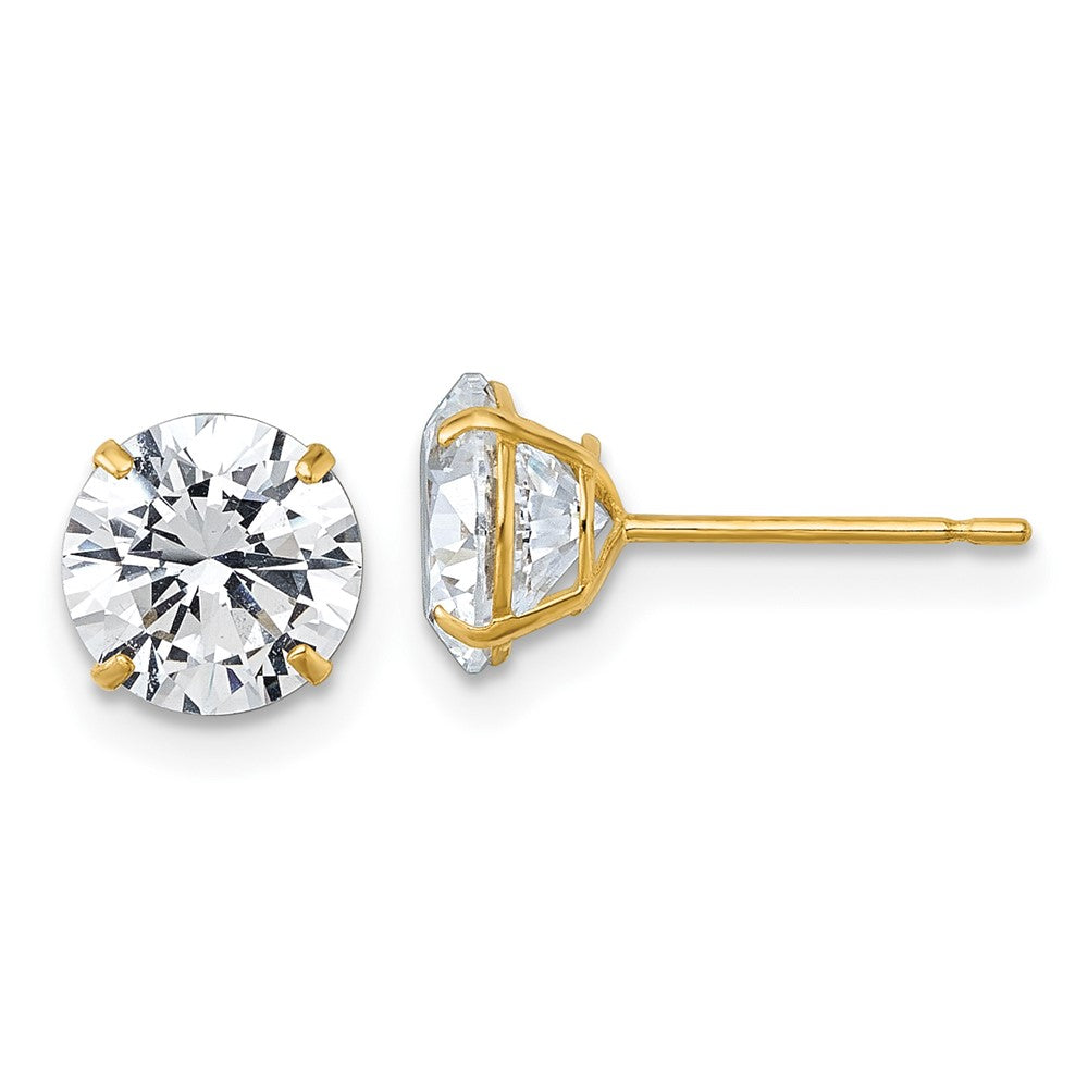 10k Polished 7.00mm Round CZ Stud Post Earrings