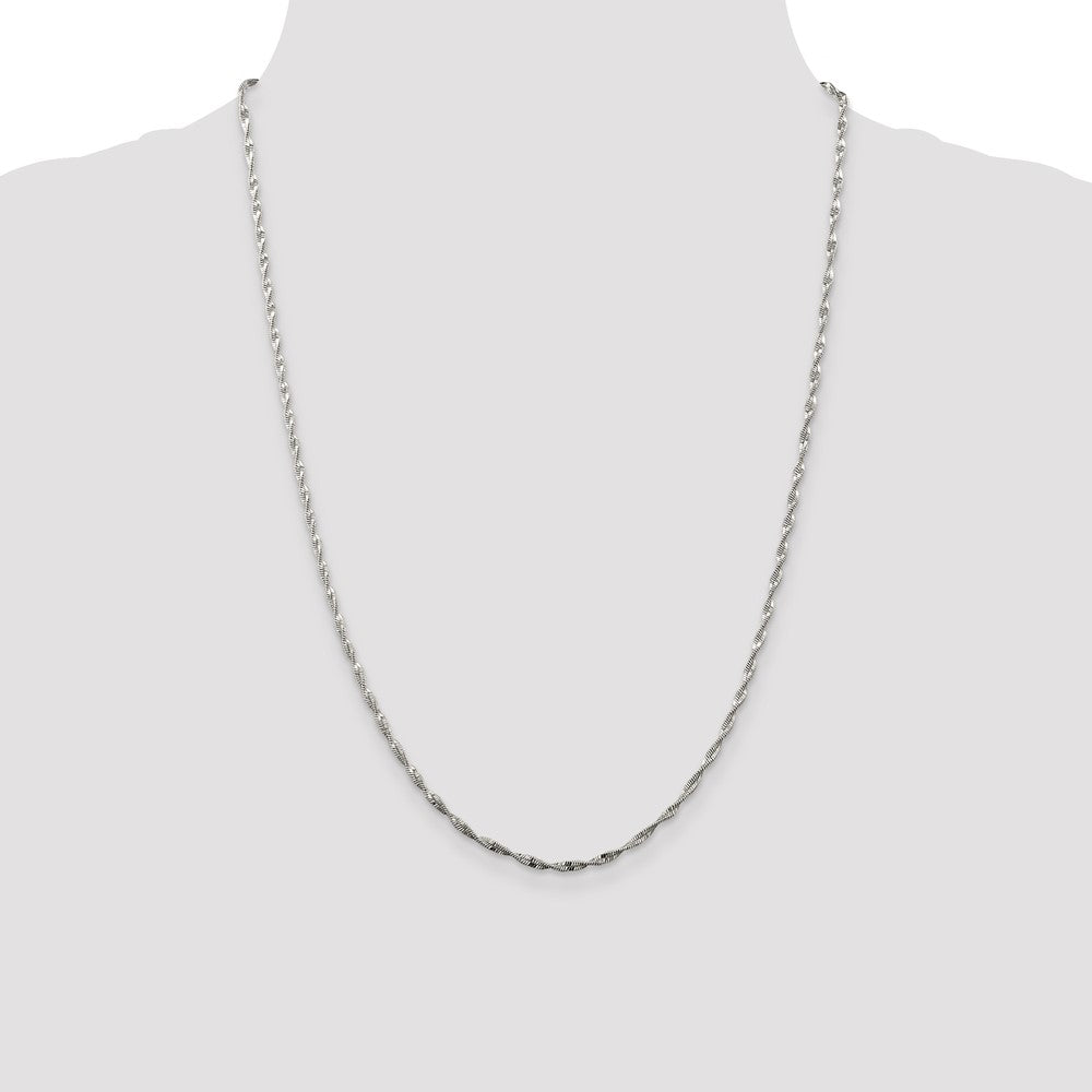Sterling Silver 2mm Twisted Herringbone Chain 24 Inches