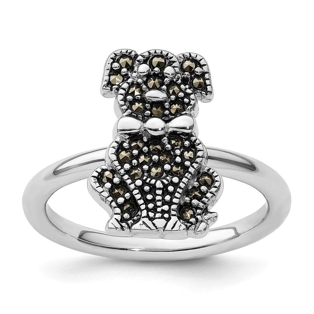 Sterling Silver Stackable Expressions Marcasite Dog Ring Size -9