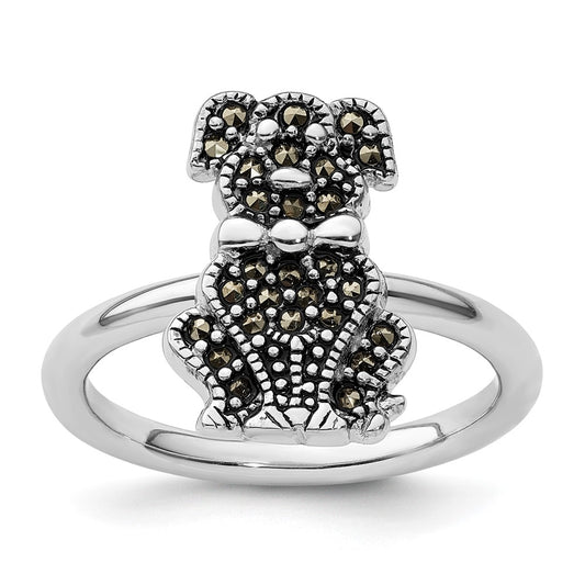 Sterling Silver Stackable Expressions Marcasite Dog Ring Size -9
